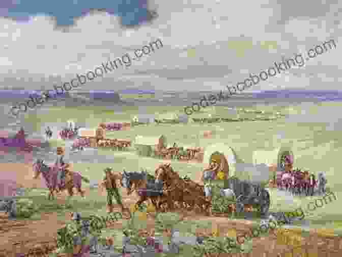 A Wagon Train Of Pioneers Traverses A Dusty Trail, Surrounded By Vast Plains And Rugged Mountains. The Way To The West : And The Lives Of Three Early Americans Boone Crockett Carson (Illustrated)