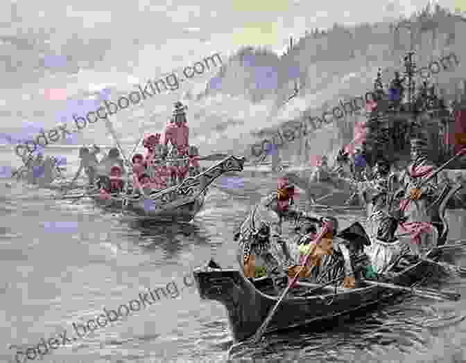 An Image Of Lewis And Clark On A Boat On The Missouri River, With Their Group Of Explorers And Native American Guides. Lewis Clark: Adventures West Ellen Miles
