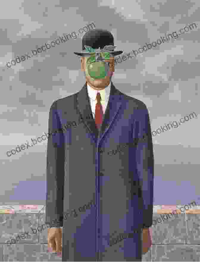 Rene Magritte's The Son Of Man, 1964, A Surreal Painting Depicting A Bowler Hatted Man With A Floating Green Apple Obscuring His Face Artsy Words: Words For Art By Sri Koya And Jessica Lynette
