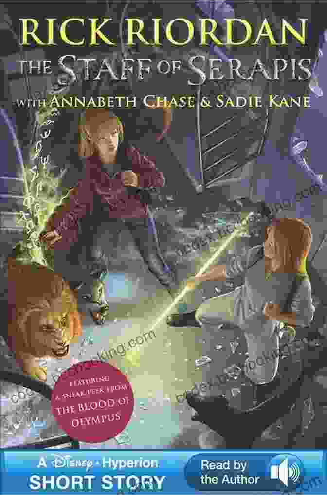 The Staff Of Serapis Book Cover Featuring Percy Jackson And Carter Kane Standing Side By Side, Each Holding A Weapon Representing Their Respective Worlds. The Staff Of Serapis (Percy Jackson Kane Chronicles Crossover (Demigods And Magicians) 2)